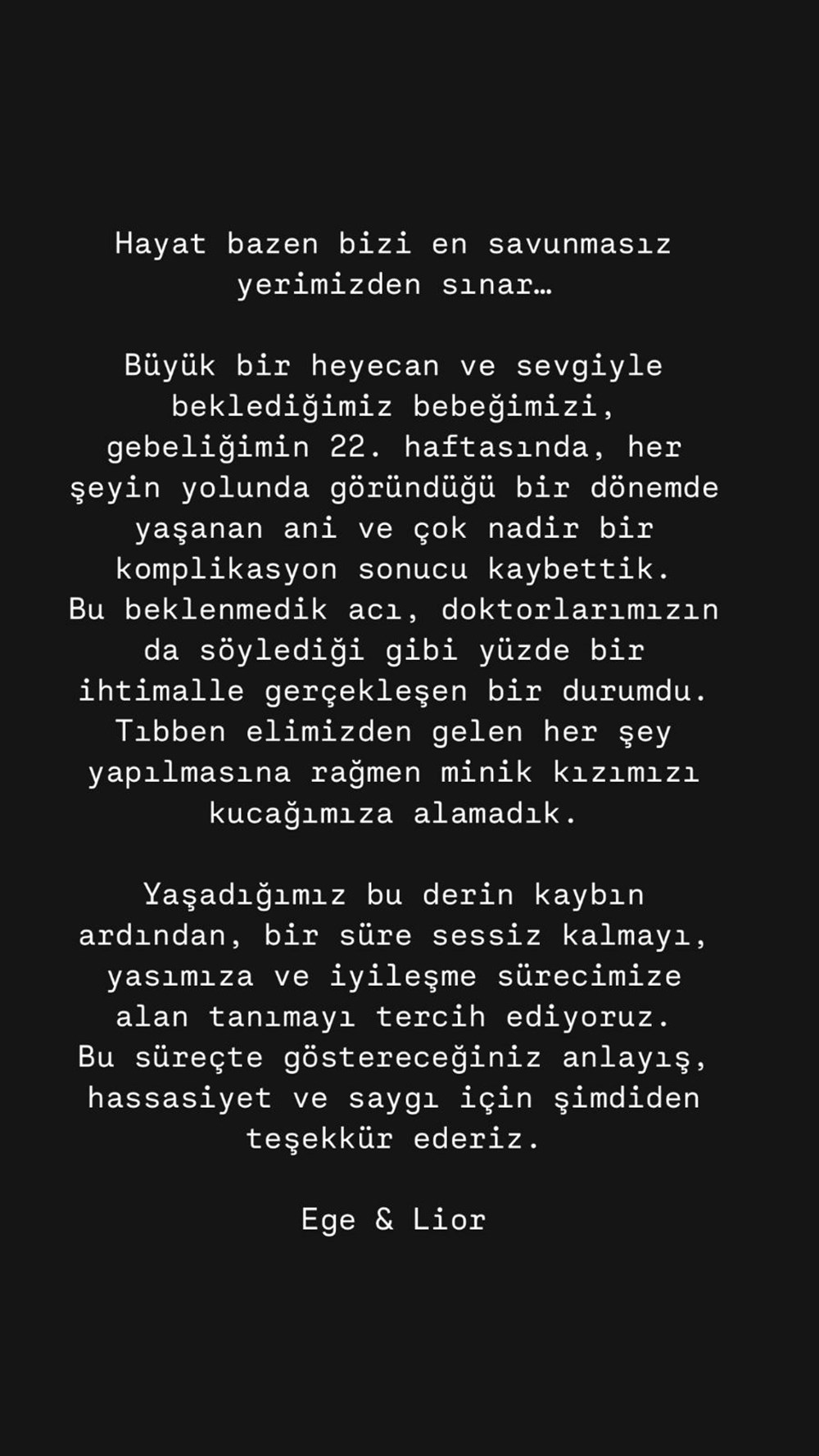 Bebeğimizi kaybettik